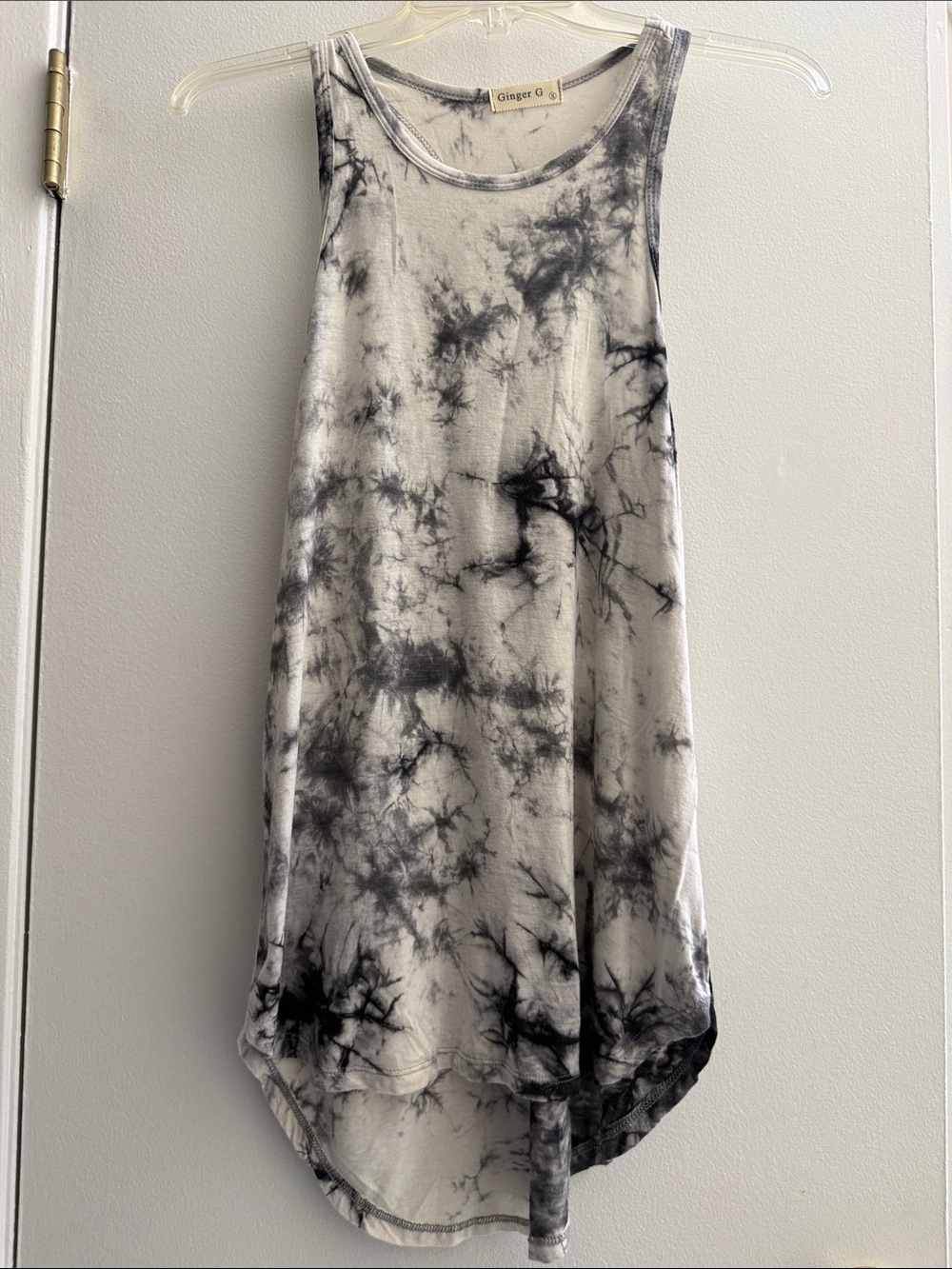 Ginger G Black and White Tie-Dye Racerback Dress